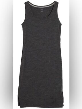 Icebreaker Merino Wool Jet Heather (Charcoal Gray) Tech Lite Tank Dress, Medium